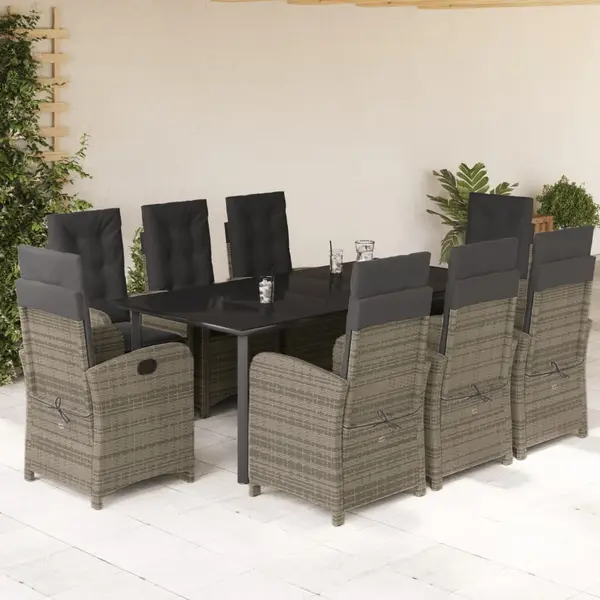 Gossi set mobilier gradina cu perne, 9 piese, gri, poliratan