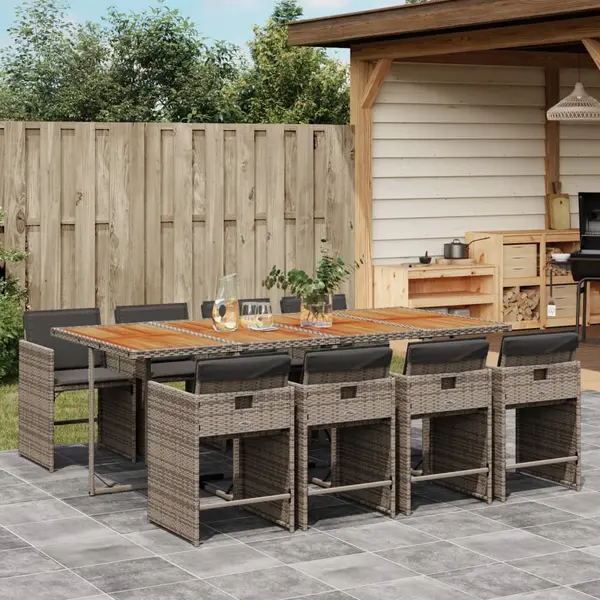 Gossi set mobilier gradina cu perne, 9 piese, gri, poliratan