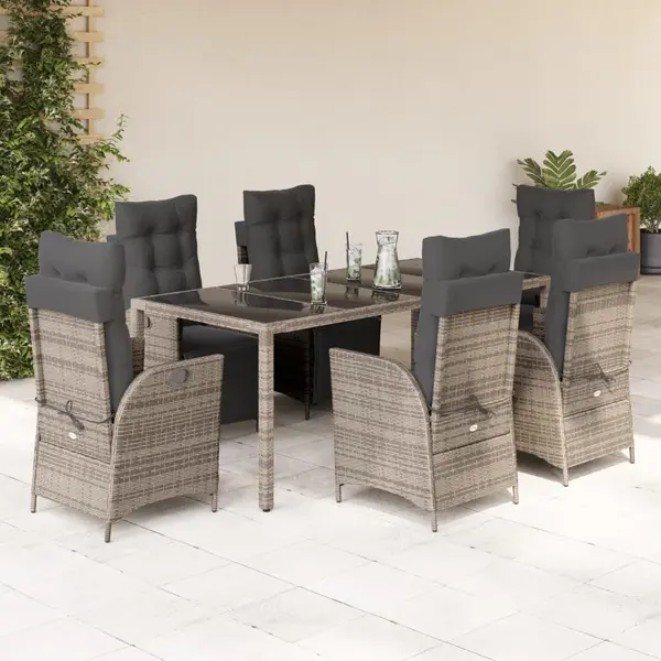 Gossi set mobilier gradina cu perne, 9 piese, gri, poliratan