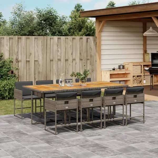 Gossi set mobilier gradina cu perne, 9 piese, gri, poliratan