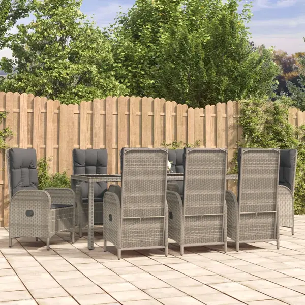 Gossi set mobilier gradina cu perne, 9 piese, gri, poliratan