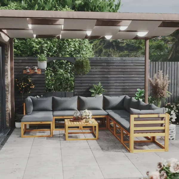 Gossi set mobilier gradina cu perne, 9 piese, lemn masiv de acacia
