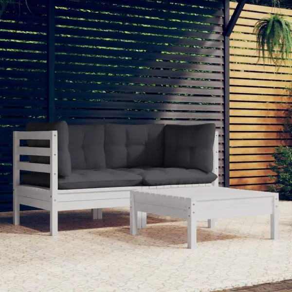 Gossi set mobilier gradina cu perne, antracit, 3 piese, lemn de pin