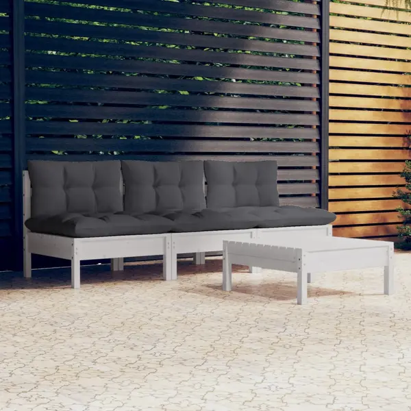 Gossi set mobilier gradina cu perne antracit, 4 piese, lemn de pin
