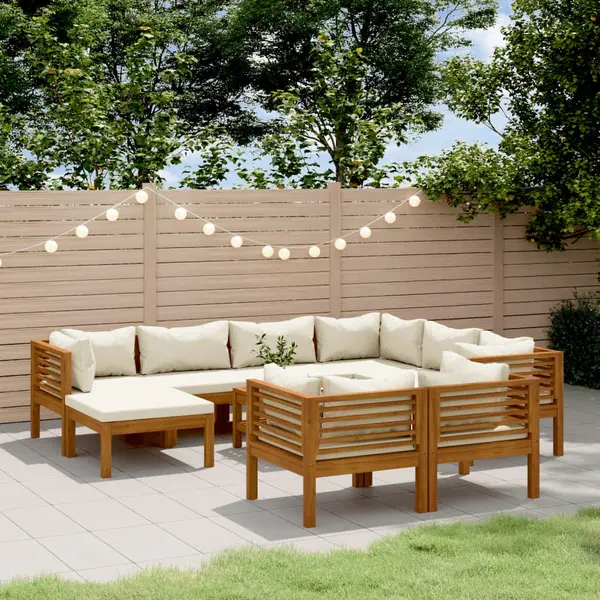 Gossi set mobilier gradina cu perne crem 10 piese lemn masiv acacia