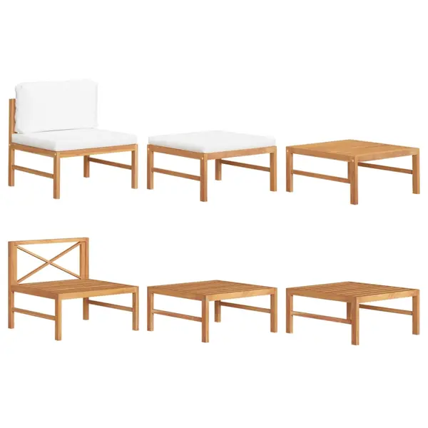 Gossi set mobilier gradina cu perne crem, 3 piese, lemn de tec
