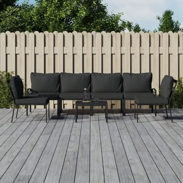 Gossi set mobilier gradina cu perne gri, 7 piese, otel