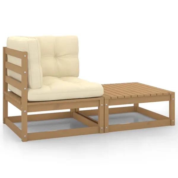 Gossi set mobilier gradina&perne 2 piese, maro miere lemn masiv pin