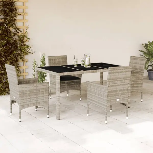 Gossi set mobilier gradina perne 5 piese gri deschis poliratan sticla