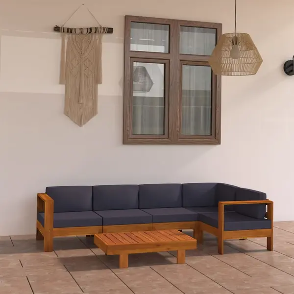 Gossi set mobilier gradina perne gri inchis, 6 piese, lemn acacia