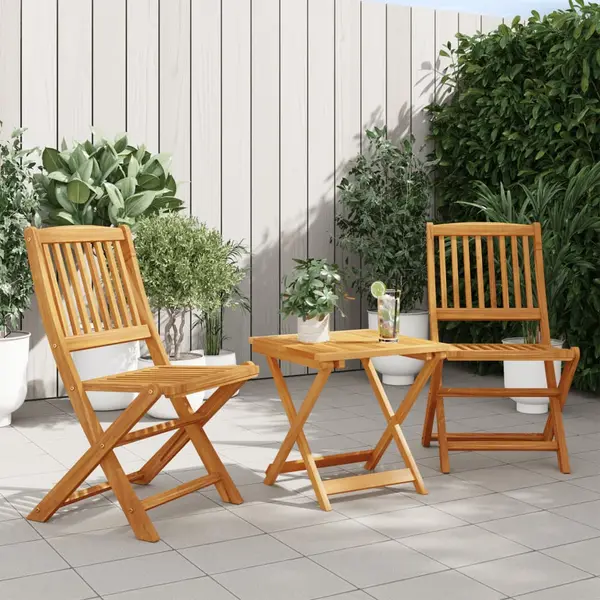 Gossi set mobilier gradina pliabil, 3 piese, lemn masiv acacia