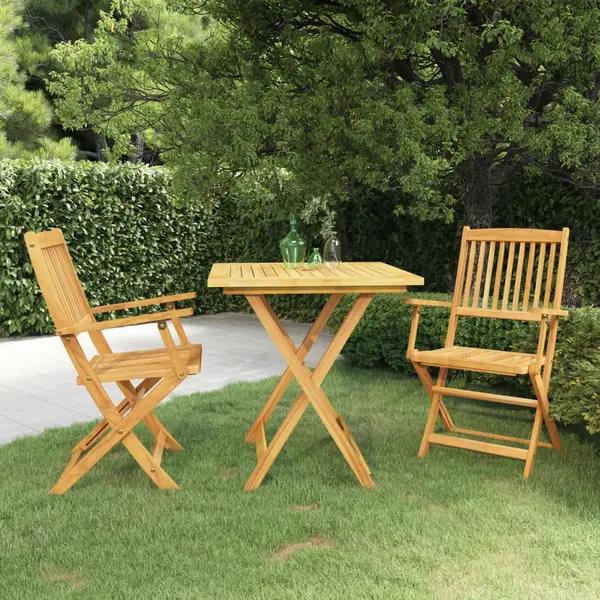 Gossi set mobilier gradina pliabil, 3 piese, lemn masiv acacia