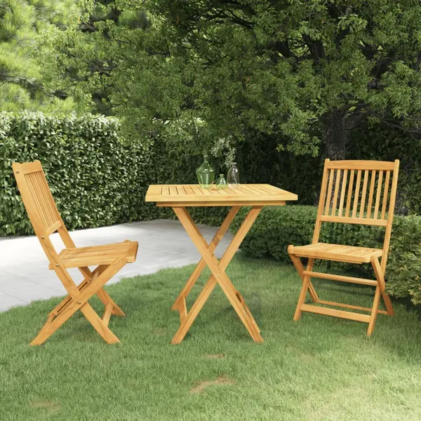 Gossi set mobilier gradina pliabil, 3 piese, lemn masiv acacia