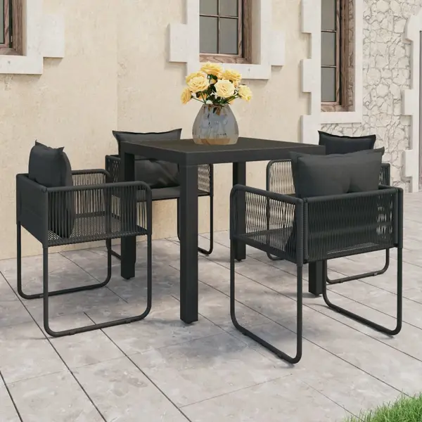 Gossi set mobilier masa de gradina, 5 piese, negru, ratan pvc