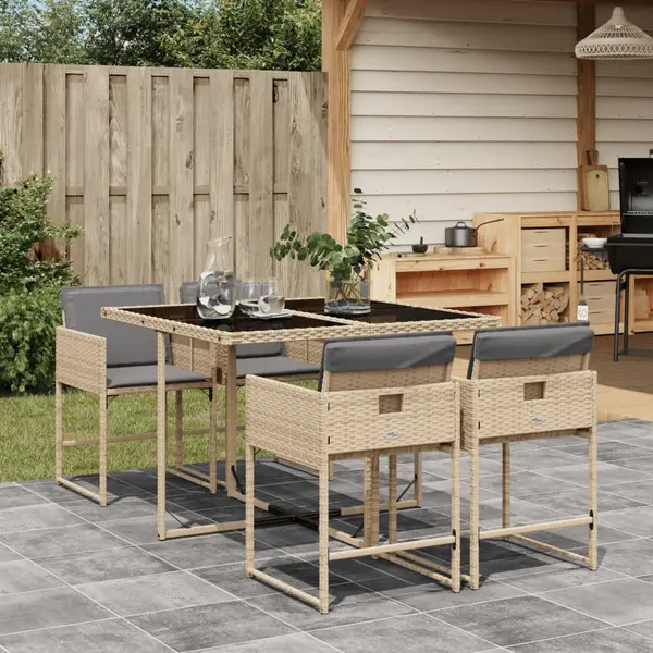 Gossi set mobilier pentru gradina, 5 piese, cu perne, bej, poliratan