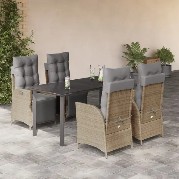 Gossi set mobilier pentru gradina, 5 piese, cu perne, bej, poliratan