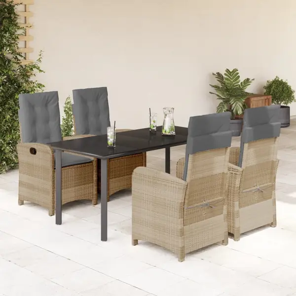 Gossi set mobilier pentru gradina, 5 piese, cu perne, bej, poliratan