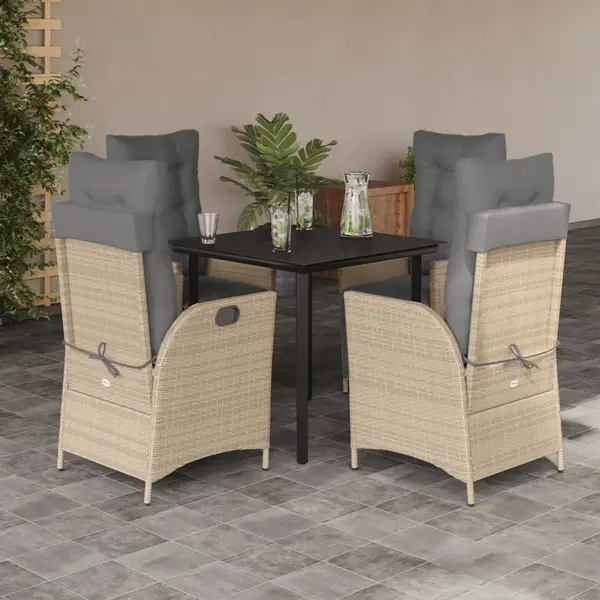 Gossi set mobilier pentru gradina, 5 piese, cu perne, bej, poliratan