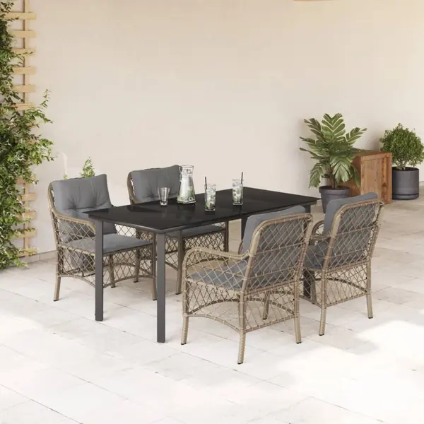 Gossi set mobilier pentru gradina, 5 piese, cu perne, bej, poliratan