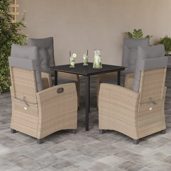 Gossi set mobilier pentru gradina, 5 piese, cu perne, bej, poliratan