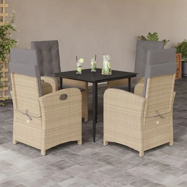 Gossi set mobilier pentru gradina, 5 piese, cu perne, bej, poliratan