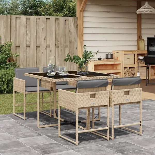 Gossi set mobilier pentru gradina, 5 piese, cu perne, bej, poliratan