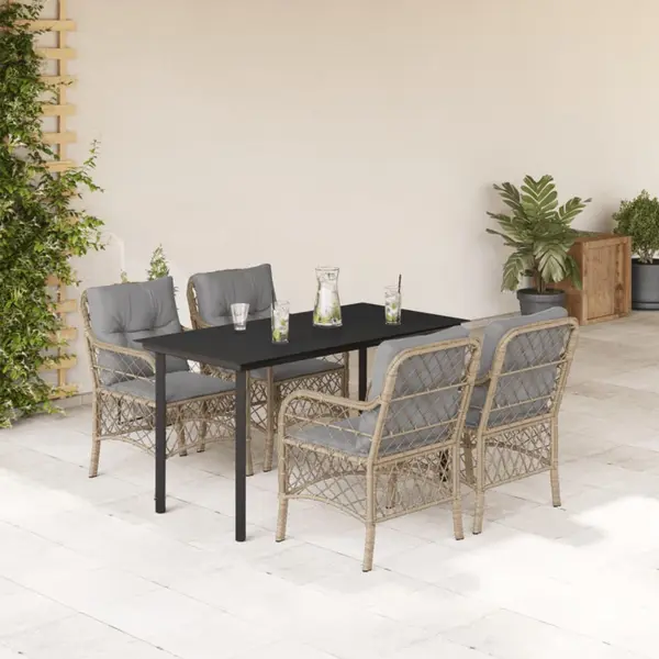 Gossi set mobilier pentru gradina, 5 piese, cu perne, bej, poliratan