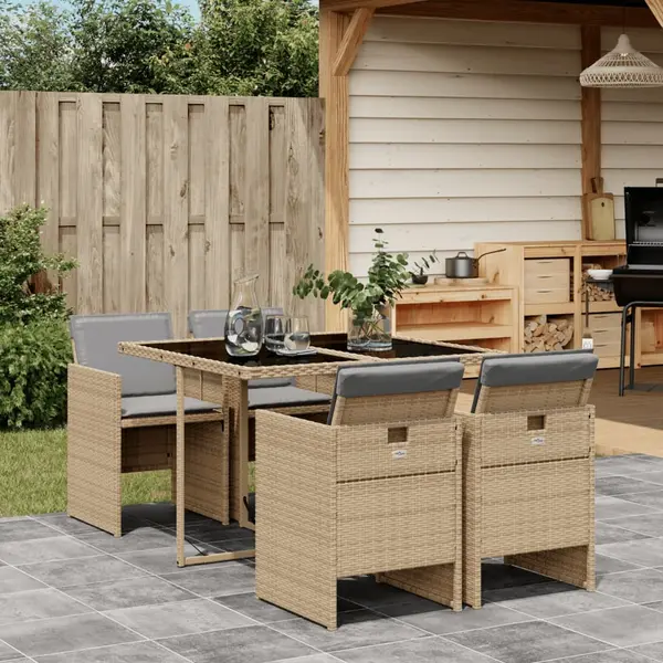 Gossi set mobilier pentru gradina, 5 piese, cu perne, bej, poliratan