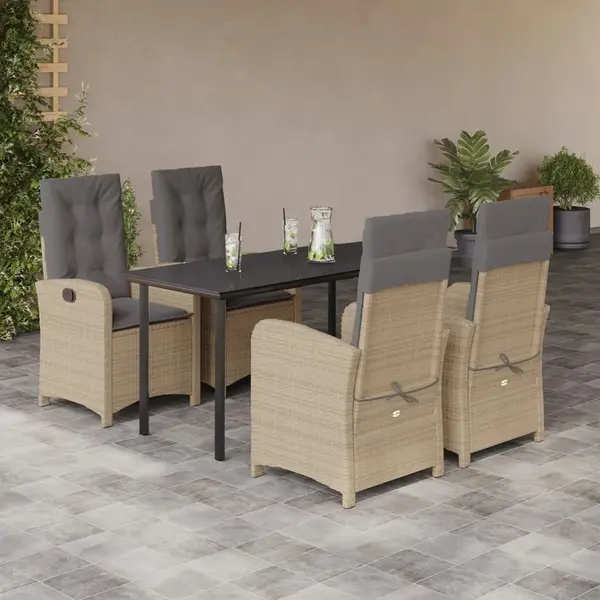 Gossi set mobilier pentru gradina, 5 piese, cu perne, bej, poliratan