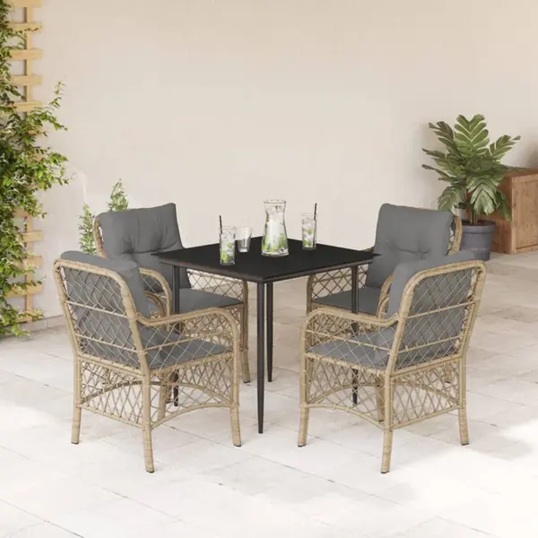 Gossi set mobilier pentru gradina, 5 piese, cu perne, bej, poliratan