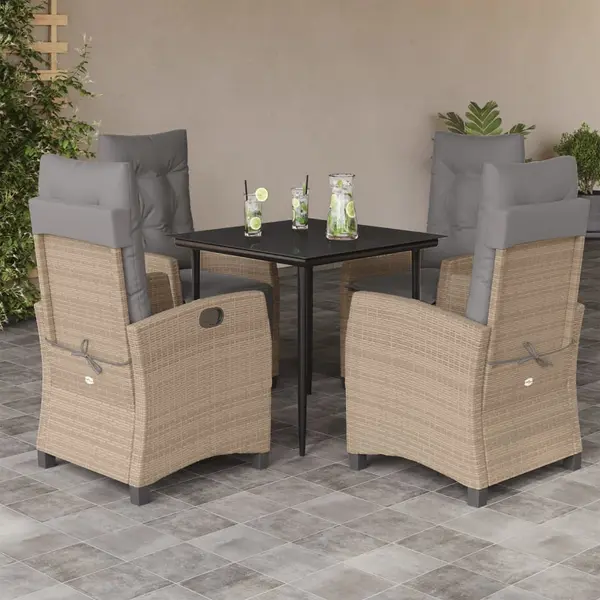 Gossi set mobilier pentru gradina, 5 piese, cu perne, bej, poliratan