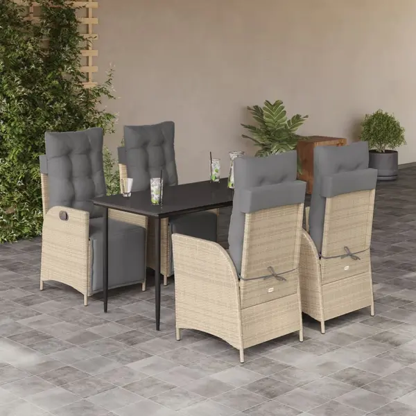 Gossi set mobilier pentru gradina, 5 piese, cu perne, bej, poliratan