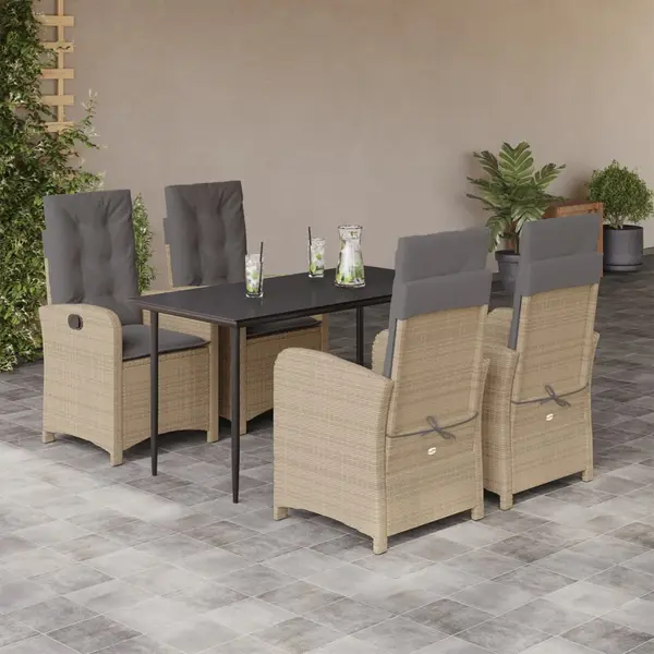 Gossi set mobilier pentru gradina, 5 piese, cu perne, bej, poliratan