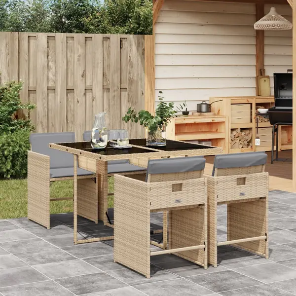 Gossi set mobilier pentru gradina, 5 piese, cu perne, bej, poliratan