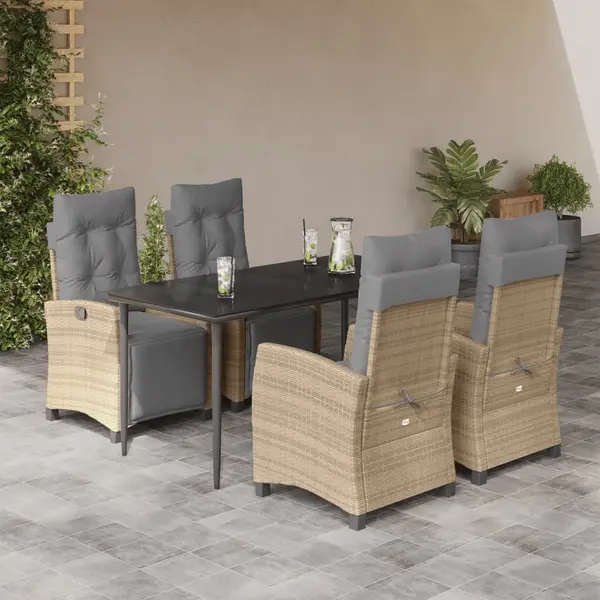 Gossi set mobilier pentru gradina, 5 piese, cu perne, bej, poliratan