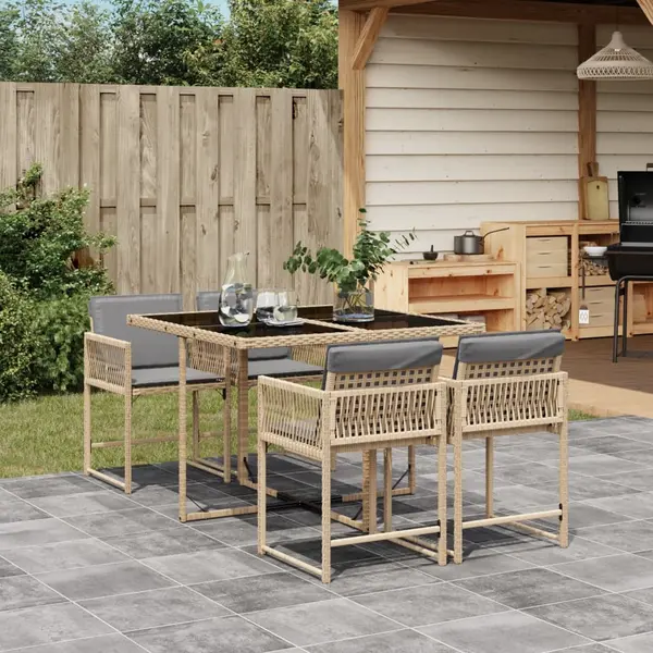 Gossi set mobilier pentru gradina, 5 piese, cu perne, bej, poliratan