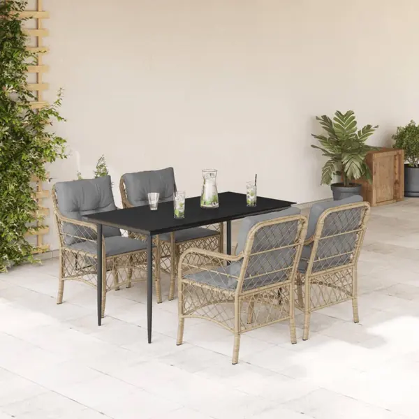 Gossi set mobilier pentru gradina, 5 piese, cu perne, bej, poliratan