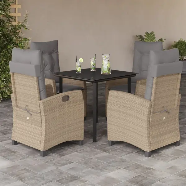Gossi set mobilier pentru gradina, 5 piese, cu perne, bej, poliratan