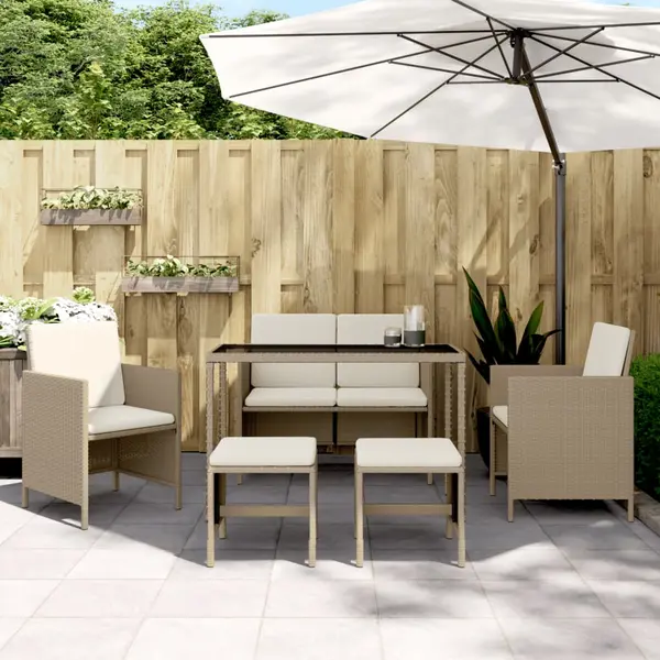 Gossi set mobilier pentru gradina, 6 piese, cu perne, bej, poliratan
