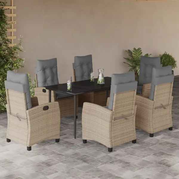 Gossi set mobilier pentru gradina, 7 piese, cu perne, bej, poliratan