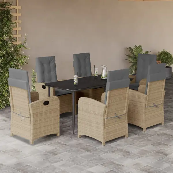 Gossi set mobilier pentru gradina, 7 piese, cu perne, bej, poliratan