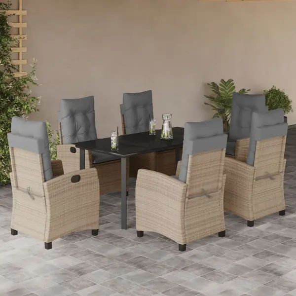Gossi set mobilier pentru gradina, 7 piese, cu perne, bej, poliratan