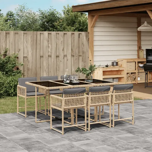 Gossi set mobilier pentru gradina, 7 piese, cu perne, bej, poliratan