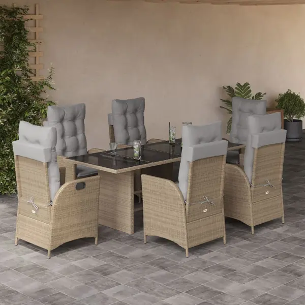 Gossi set mobilier pentru gradina, 7 piese, cu perne, bej, poliratan
