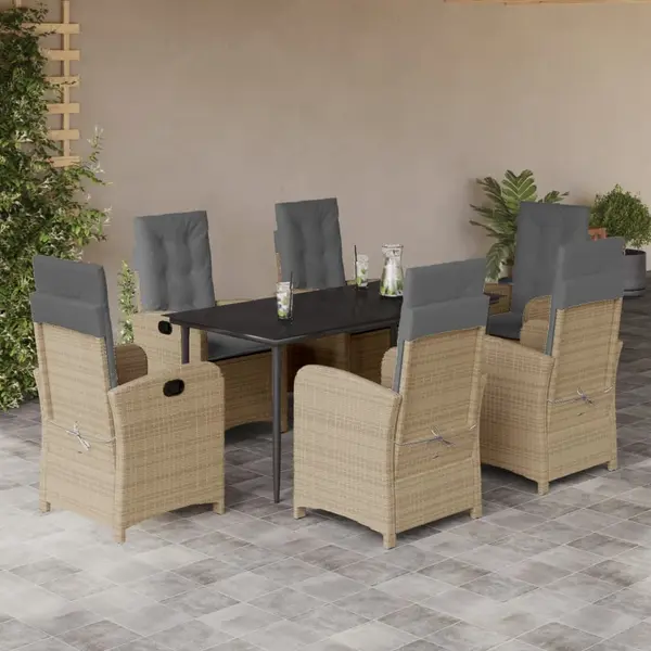 Gossi set mobilier pentru gradina, 7 piese, cu perne, bej, poliratan
