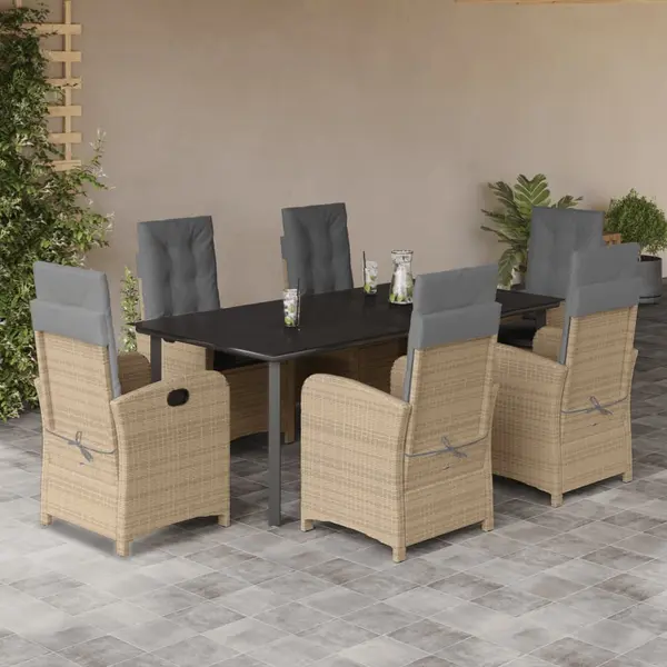Gossi set mobilier pentru gradina, 7 piese, cu perne, bej, poliratan