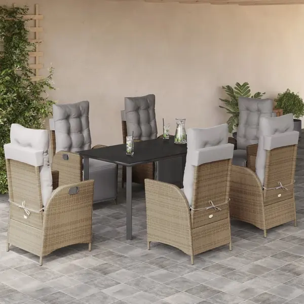 Gossi set mobilier pentru gradina, 7 piese, cu perne, bej, poliratan