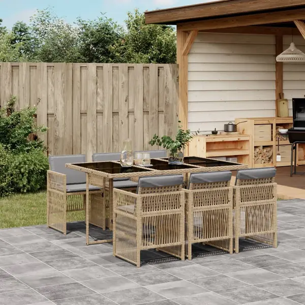 Gossi set mobilier pentru gradina, 7 piese, cu perne, bej, poliratan