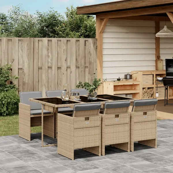 Gossi set mobilier pentru gradina, 7 piese, cu perne, bej, poliratan