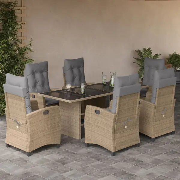 Gossi set mobilier pentru gradina, 7 piese, cu perne, bej, poliratan